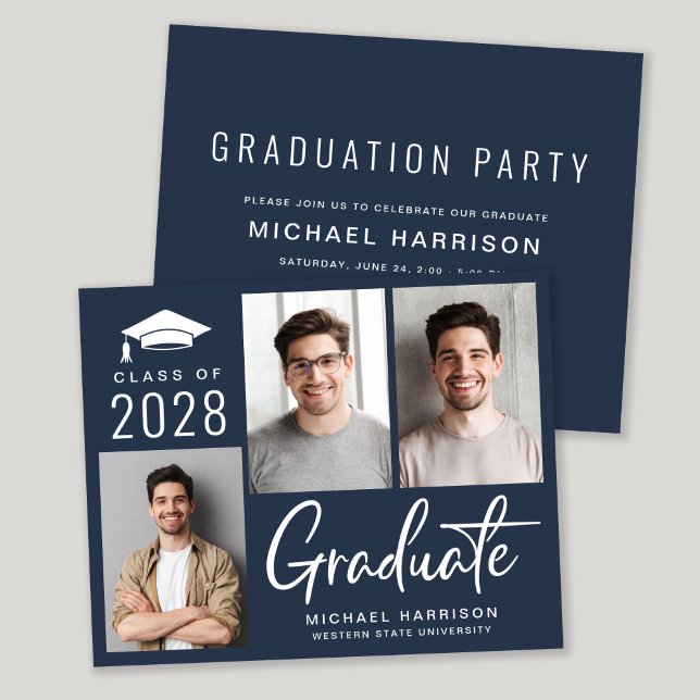 Lámina Invitación a la fiesta de graduación azul de la fo (Subido por el creador)