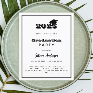 Lámina Invitación a la fiesta de graduación blanco y negr