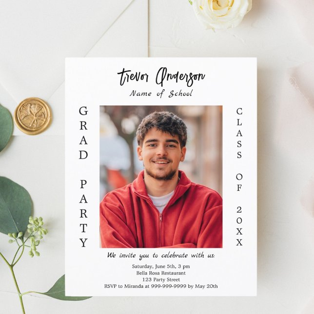 Lámina Invitación a la fiesta de graduación con foto en b (Subido por el creador)