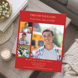 Lámina Invitación a la fiesta de graduación con foto roja
