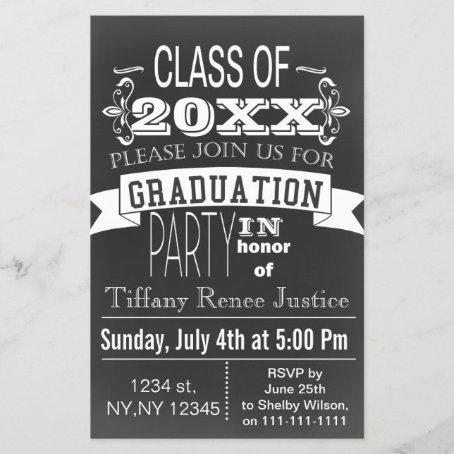 Lámina Invitación a la fiesta de graduación de Chalk de V (Anverso)