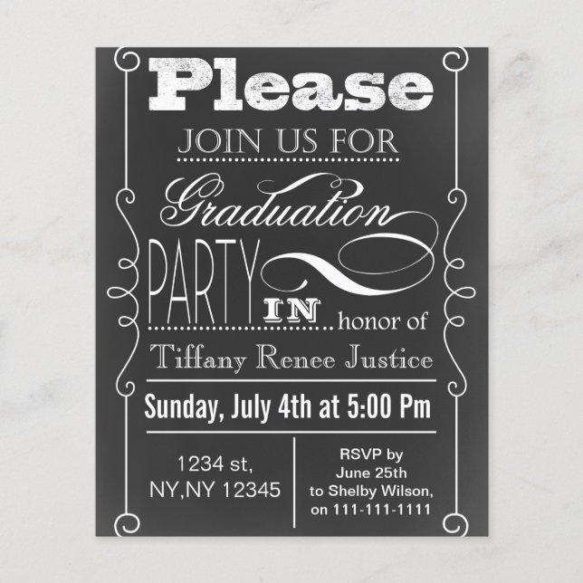 Lámina Invitación a la fiesta de graduación de Chalk de V (Anverso)