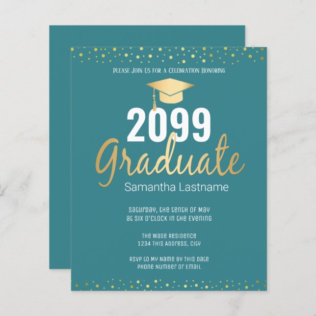 Lámina Invitación a la fiesta de graduación de Confetti G (Anverso / Reverso)