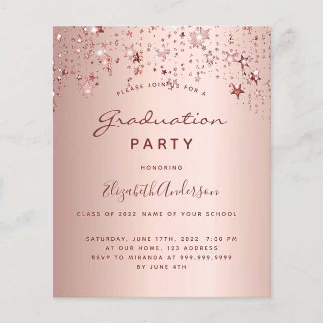 Lámina Invitación a la fiesta de graduación de estrellas  (Anverso)