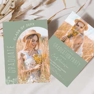 Lámina Invitación a la fiesta de graduación de flor silve