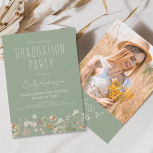 Lámina Invitación a la fiesta de graduación de flor silve
