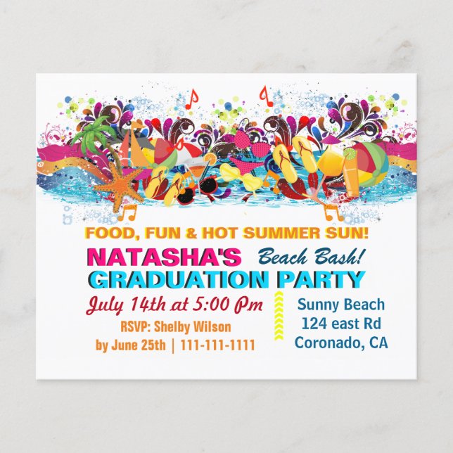Lámina Invitación a la fiesta de graduación de la playa d (Anverso)