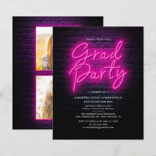 Lámina Invitación a la fiesta de graduación de Neon Photo