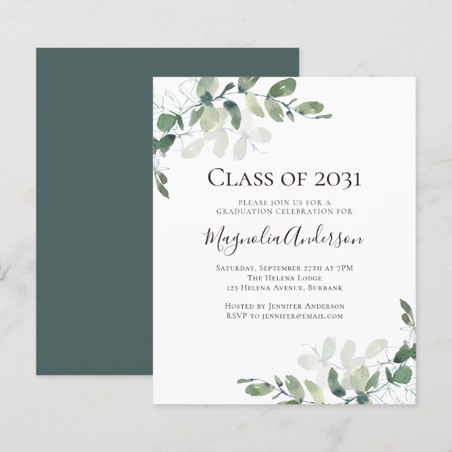 Lámina Invitación a la fiesta de graduación del eucalipto (Anverso / Reverso)