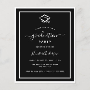 Lámina Invitación a la fiesta de graduación en blanco y n