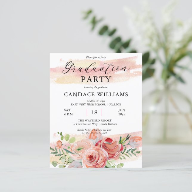 Lámina Invitación a la fiesta de graduación floral de Boh (Anverso de pie)