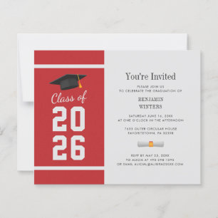 Lámina Invitación a la fiesta de graduación roja de gradu