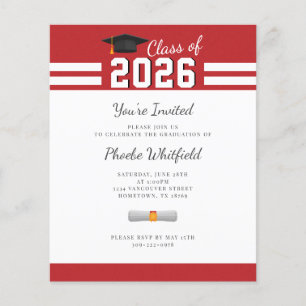 Lámina Invitación a la Fiesta de Graduación Rojo Blanco 2