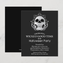 Lámina Invitación a la fiesta de Halloween con cráneo gót