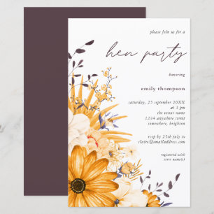 Lámina Invitación a la fiesta de Hen con flores grises am
