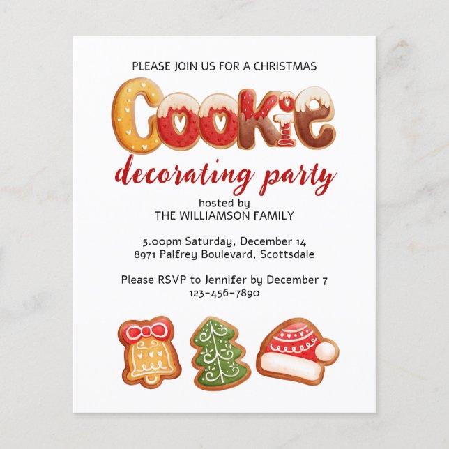 Lámina Invitación a la fiesta de la cookie de los navidad (Anverso)
