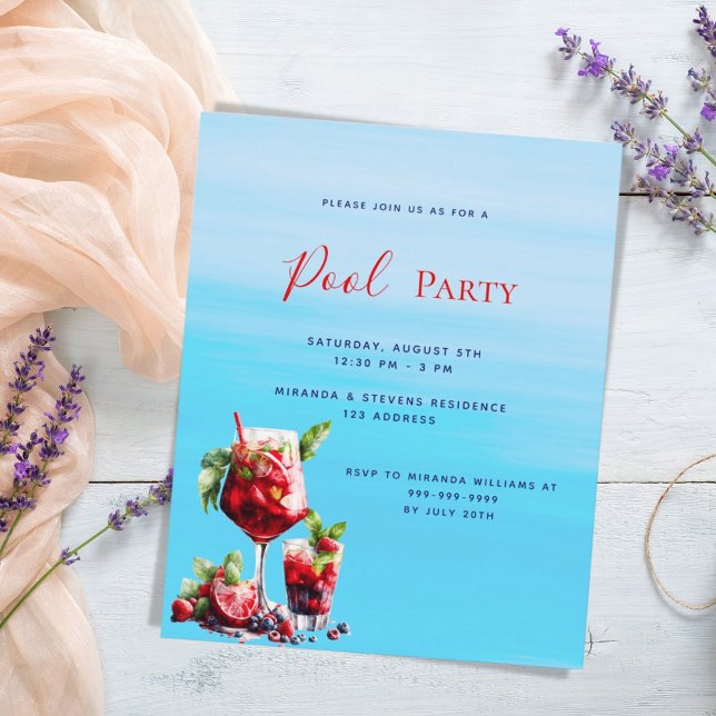 Lámina Invitación a la fiesta de la piscina de agua azul (Subido por el creador)