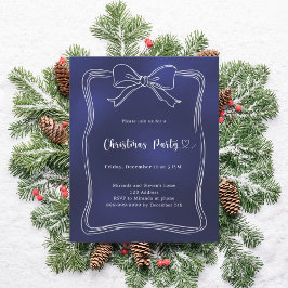 Lámina invitación a la fiesta de Navidad con lazo azul