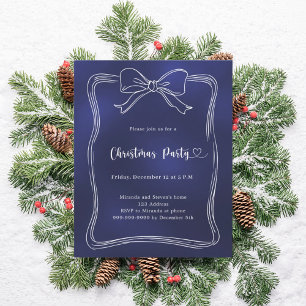Lámina invitación a la fiesta de Navidad con lazo azul