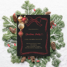 Lámina Invitación a la fiesta de Navidad con lazo negro y
