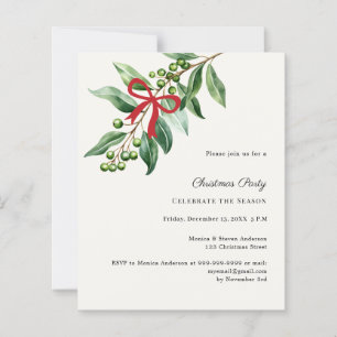 Lámina Invitación a la fiesta de Navidad con lazo rojo y 