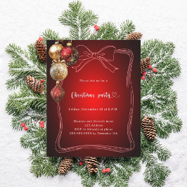 Lámina Invitación a la fiesta de Navidad con lazo rojo y