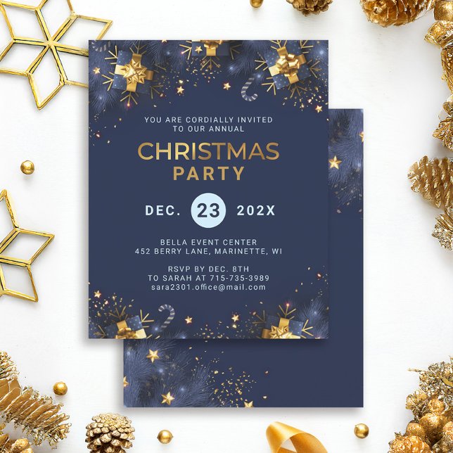 Lámina Invitación a la fiesta de Navidad Navy Gold (Subido por el creador)