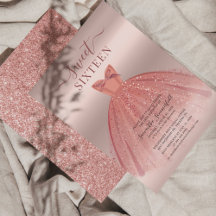 Invitación a la fiesta de purpurina Rosa Gold Swee