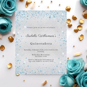 Lámina Invitación a la fiesta de Quinceañera plateada y a