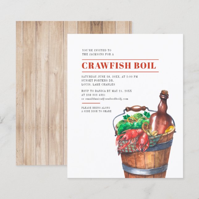 Lámina Invitación a la fiesta de verano "Boil de langosta (Anverso / Reverso)