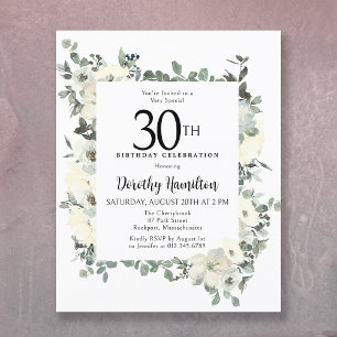 Lámina Invitación a la Flora Blanca de Cumpleaños del Pre