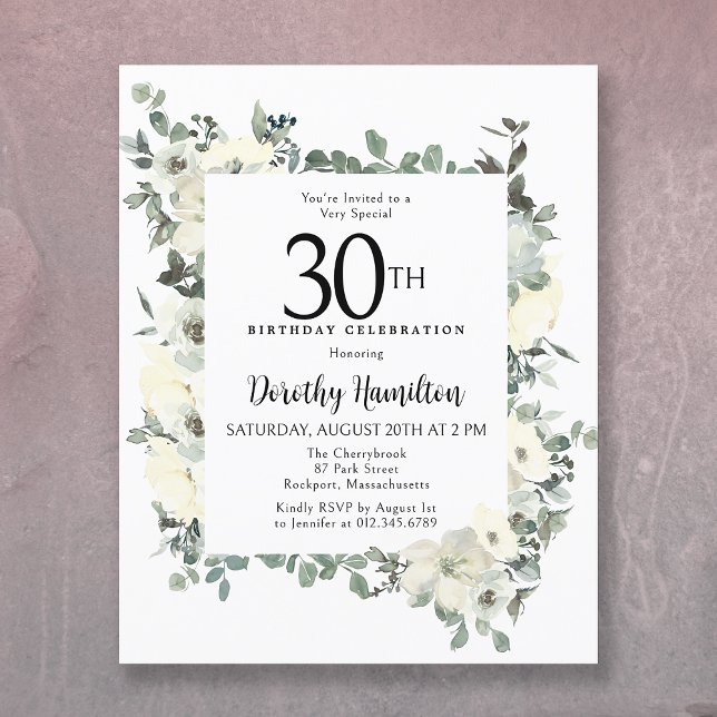 Lámina Invitación a la Flora Blanca de Cumpleaños del Pre (Subido por el creador)
