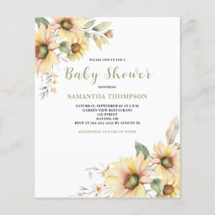 Lámina Invitación a la floral botánica Baby Shower de pre