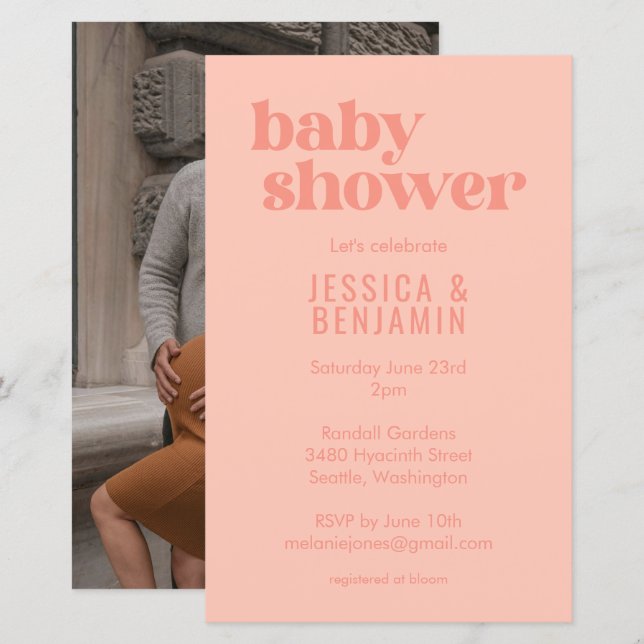 Lámina Invitación a la foto de Baby Shower de Budget Mode (Anverso / Reverso)