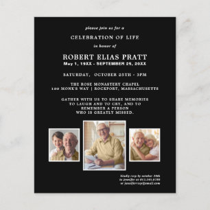 Lámina Invitación a la foto de color negro para celebrar