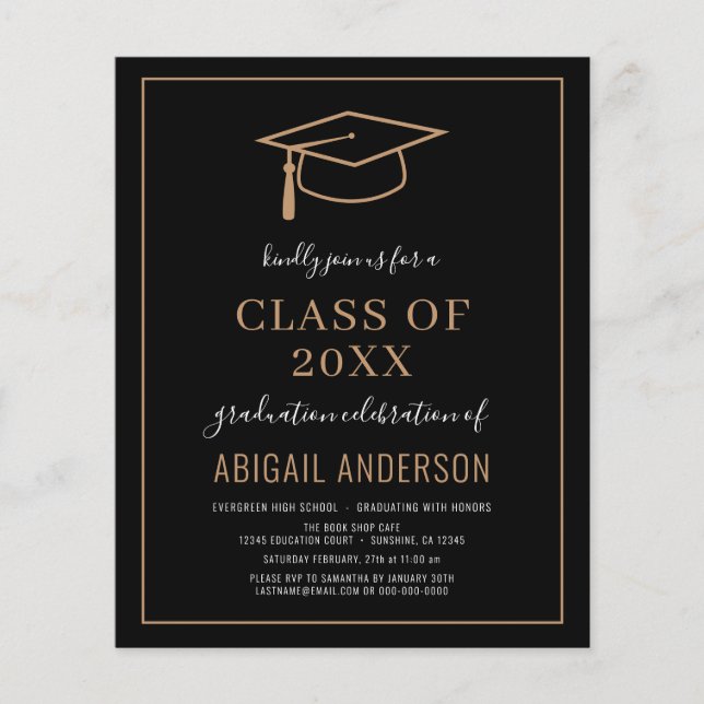 Lámina Invitación a la foto de graduación simple de Budge (Anverso)