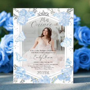 Lámina Invitación a la foto de Mis Quince Azul Dusty Espa