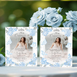 Lámina Invitación a la foto de mis quinceañeras azul turb