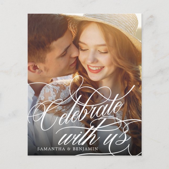 Lámina Invitación a la foto de un Boda monograma elegante (Anverso)