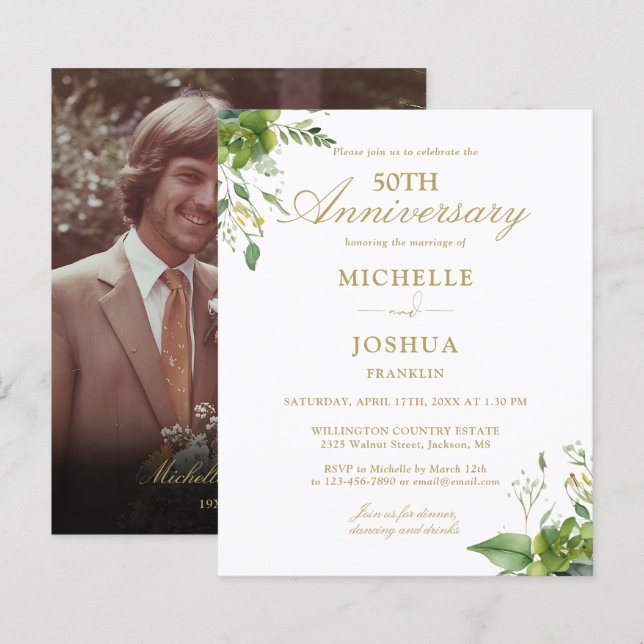 Lámina Invitación a la foto de verde del 50 aniversario d (Anverso / Reverso)