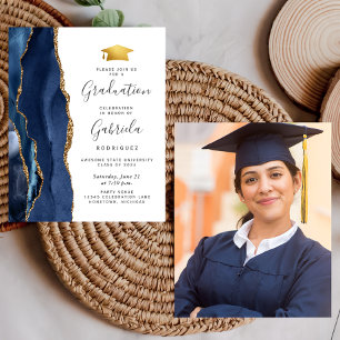 Lámina Invitación a la foto del Blue Agate para la gradua