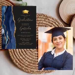 Lámina Invitación a la foto del Blue Agate para la gradua