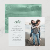 Invitación a la foto del Boda de la rama verde azu