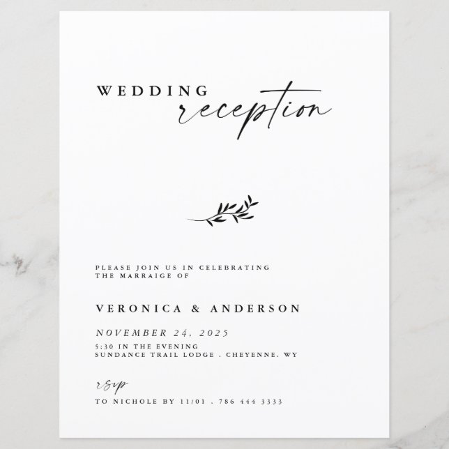 Lámina Invitación a la foto del Boda de recepción de la e (Anverso)