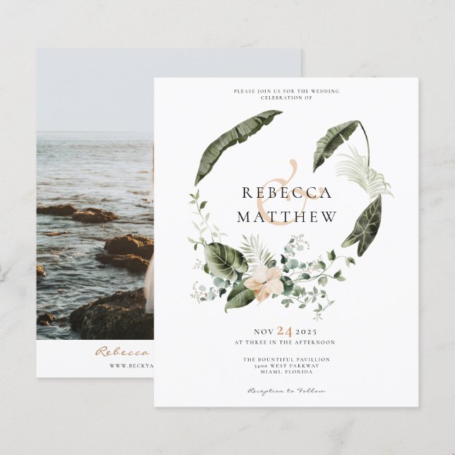 Lámina Invitación a la foto del Boda del Boho Boho Floral (Anverso / Reverso)