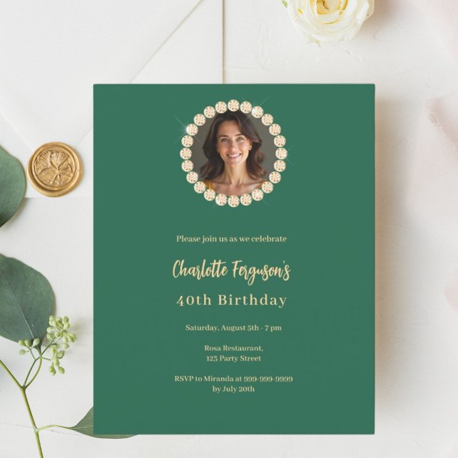 Lámina Invitación a la foto del diamante verde esmeralda  (Subido por el creador)