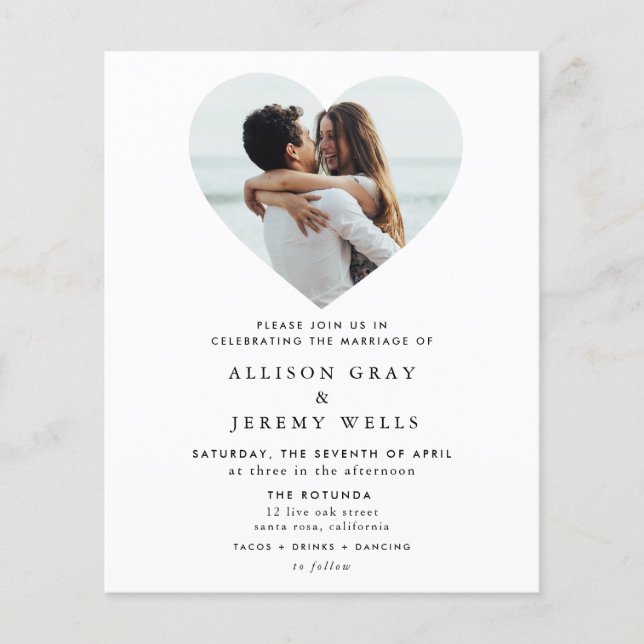 Lámina Invitación a la fotografía boda (Anverso)