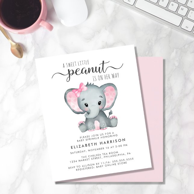 Lámina Invitación a la gacha rosa elefante de presupuesto (Subido por el creador)