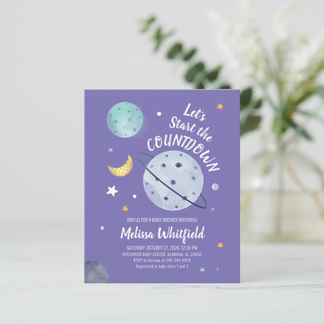 Lámina Invitación a la Galaxia Exterior del Espacio Baby  (Anverso de pie)