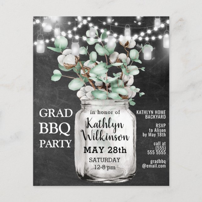 Lámina Invitación a la graduación de Eucalipto Elegante p (Anverso)
